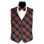 Christmas Black and Red Tartan Plaid Vest and Bow Tie Set